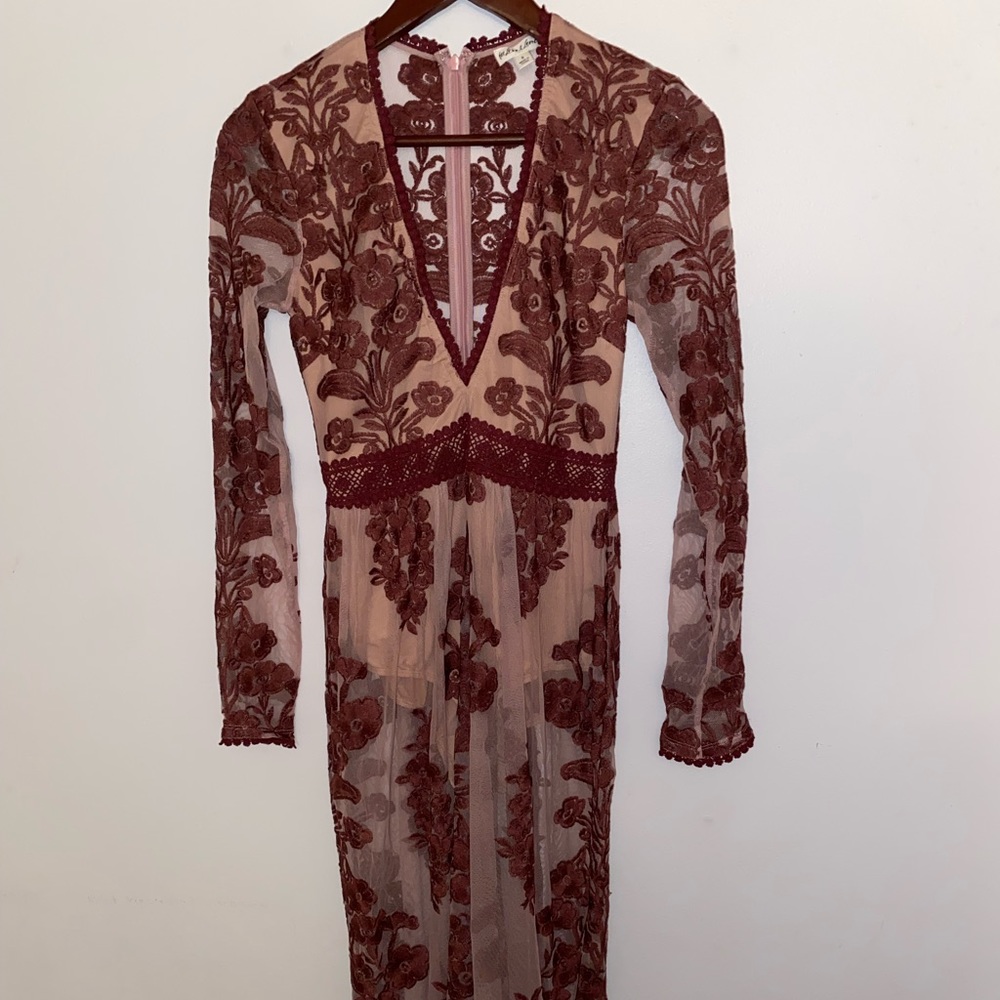 Free People Lace Deep Burgundy Maxi Dress